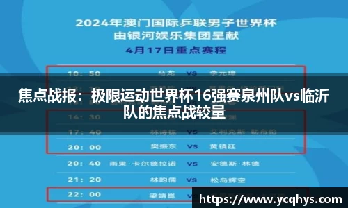 焦点战报：极限运动世界杯16强赛泉州队vs临沂队的焦点战较量